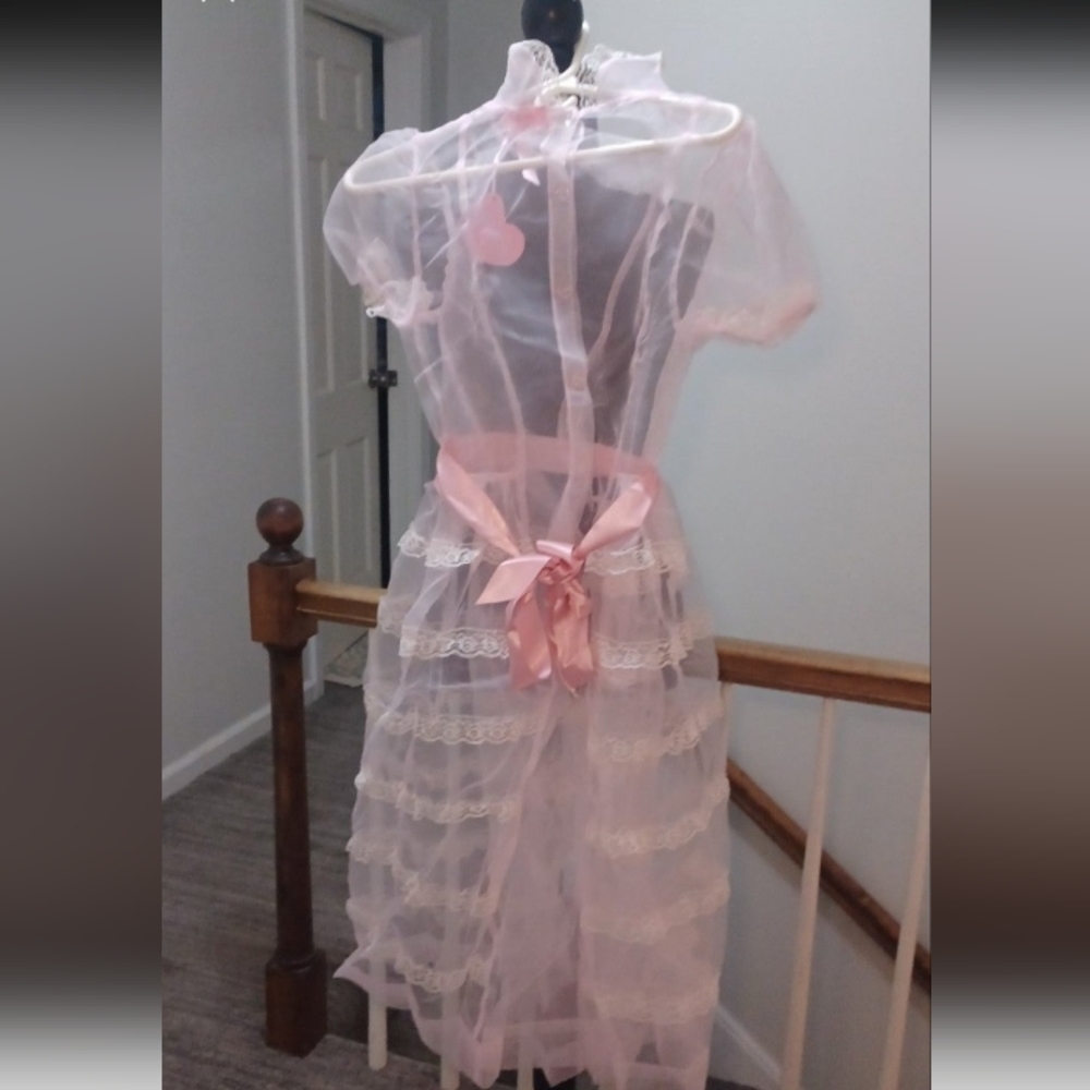 Dolls Kill Sheer Pink Lace Maxi Dress